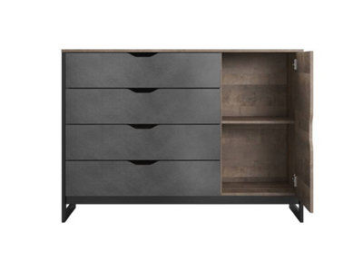 Arden Chest of Drawers - Industrial and Spacious Wooden Dresser with Storage (W)1380mm (H)990mm (D)400mm - Oak Grande & Matera