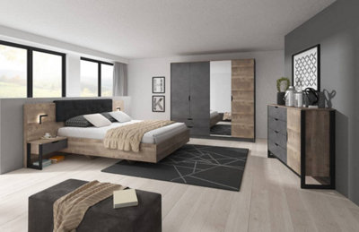Arden Contemporary Bed Frame EU King Size Oak Grande Effect & Matera (L)2080mm (H)1030mm (W)1650mm