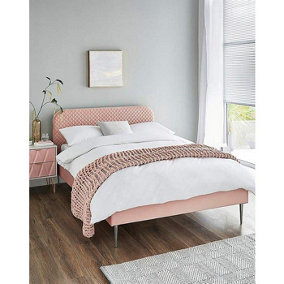 Arden Pink Velvet Quilted Double Slatted Bed Frame