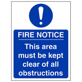 Area Clear All Obstructions Sign - Glow in the Dark - 100x150mm (x3)