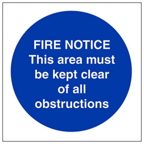 Area Must Be Clear Of Obstructions Sign - Rigid Plastic 200x200mm (x3)