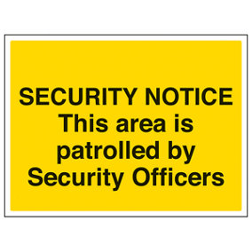 Area Patrolled By Security Officers Sign Adhesive Vinyl 200x150mm (x3)