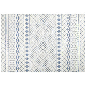 Area Rug 160 x 230 cm White and Blue MARGAND
