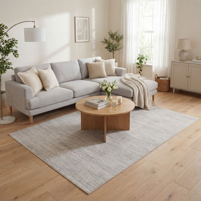 Area Rug Abstract Design in Cream and Grey Non-shedding Short Pile ...