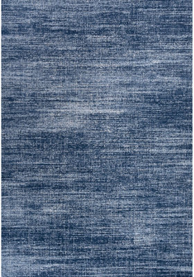 Area Rug Abstract Design in Navy Blue Non-shedding Short Pile Living Room Rugs 3800BL