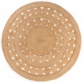 Area Rug Braided Design Jute 180 cm Round