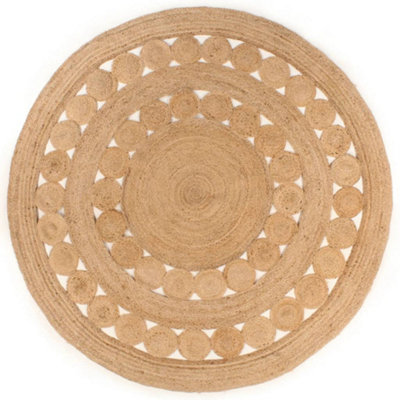 Area Rug Braided Design Jute 210 cm Round