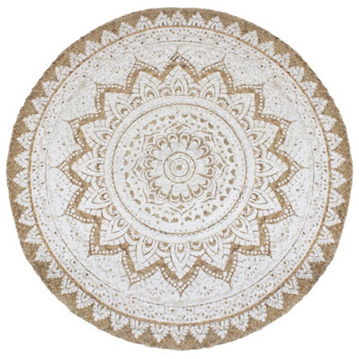 Area Rug Braided Jute Printed 180 cm Round