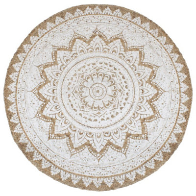 Area Rug Braided Jute Printed 210 cm Round