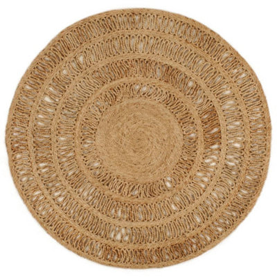 Area Rug Hand-braided Jute 120 cm Round