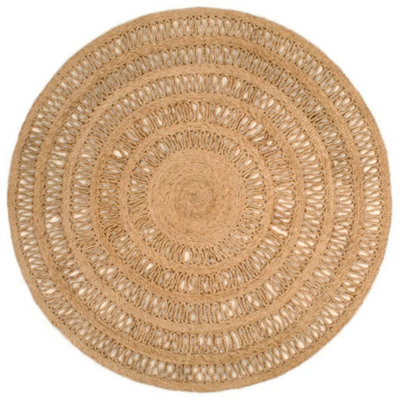 Area Rug Hand-braided Jute 150 cm Round