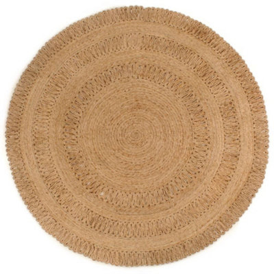 Area Rug Hand-braided Jute 180 cm Round