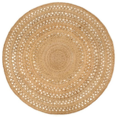 Area Rug Hand-braided Jute 180 cm Round