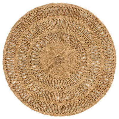 Area Rug Hand-braided Jute 90 cm Round