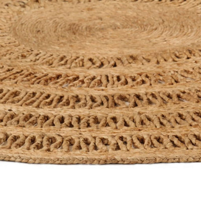 Area Rug Hand-braided Jute 90 cm Round