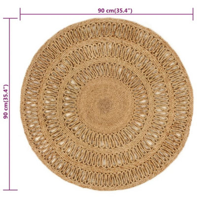 Area Rug Hand-braided Jute 90 cm Round