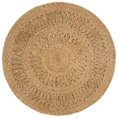 Area Rug Hand-braided Jute 90 cm Round