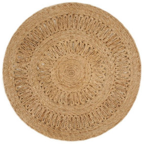 Area Rug Hand-braided Jute 90 cm Round