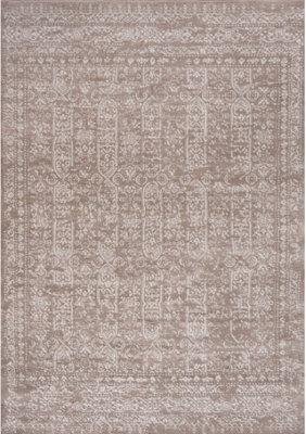 Area Rug Vintage Design in Beige Non-shedding Short Pile Living Room Rugs 3716B