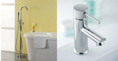 Arena Freestanding Bath Shower Mixer & Basin Mono Tap Chrome