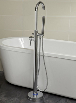Arena Freestanding Bath Shower Mixer & Basin Mono Tap Chrome - 3