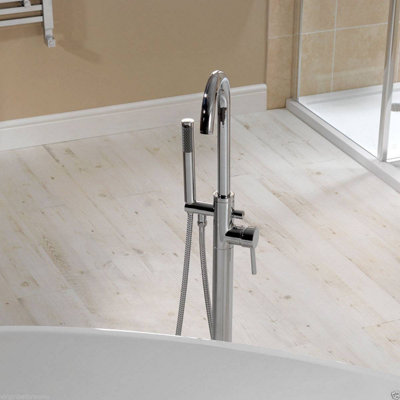 Arena Freestanding Bath Shower Mixer & Basin Mono Tap Chrome - 1