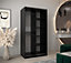 Arendal I Mirrored Panel Sliding Door Wardrobe (H2000mm W1000mm D620mm) - Black Matt