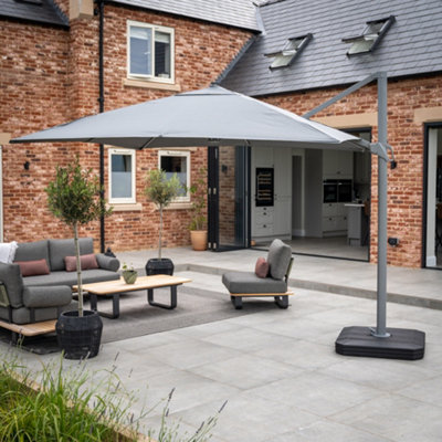 Ares 3m Square Cantilever Parasol with Solar powered LED Lights in ...