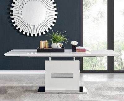 Arezzo 6 8 Seater White High Gloss Extending Dining Table for Family Dinners with Statement Structural Plinth Leg