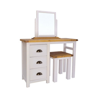 Argenta 3 Drawer Dressing Table Set Brass Cup Handle