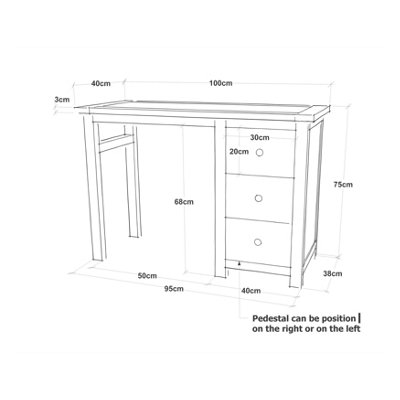 Argenta 3 Drawer Dressing Table Set Chrome Knob