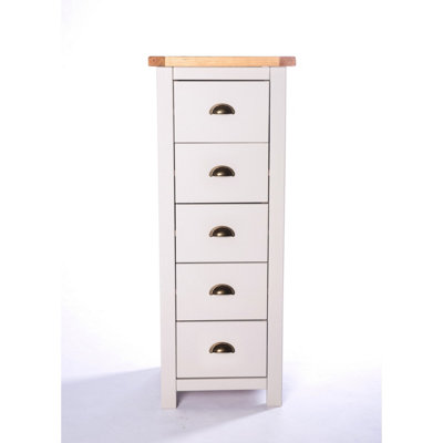 Argenta 5 Drawer Narrow Chest of Drawers Brass Cup Handle