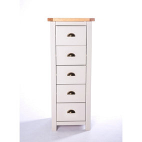 Argenta 5 Drawer Narrow Chest of Drawers Brass Cup Handle