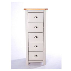 Argenta 5 Drawer Narrow Chest of Drawers Chrome Cup Handle