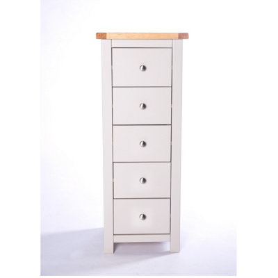 Argenta 5 Drawer Narrow Chest of Drawers Chrome Knob