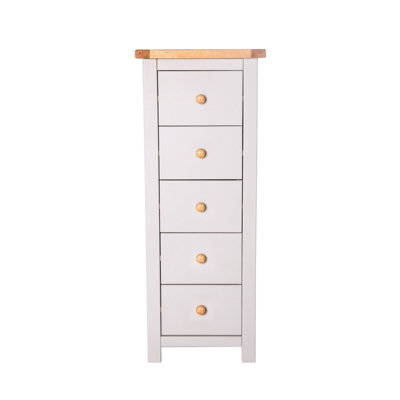 Argenta 5 Drawer Narrow Chest of Drawers Wood Knob