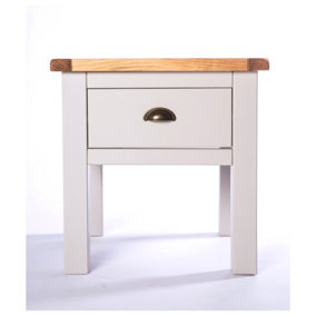 Argenta Light Grey 1 Drawer Side Table Brass Cup Handle