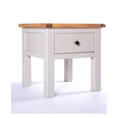 Argenta Light Grey 1 Drawer Side Table Brass Knob
