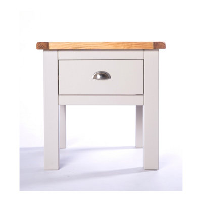 Argenta Light Grey 1 Drawer Side Table Satin Chrome Cup