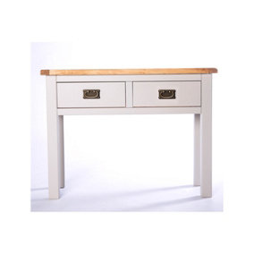 Argenta Light Grey 2 Drawer Console Table Brass Drop Handle