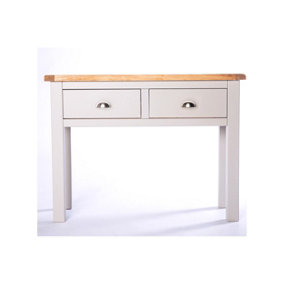 Argenta Light Grey 2 Drawer Console Table Satin Chrome Cup