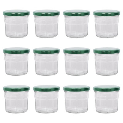 Argon Tableware 130ml Glass Jam Jars with Airtight Green Lids - Set of ...