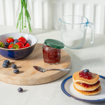 Argon Tableware 130ml Glass Jam Jars with Airtight Green Lids - Set of ...