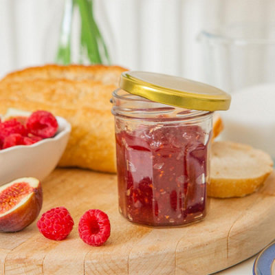 Argon Tableware 150ml Glass Jam Jars with Airtight Gold Lids - Set of ...