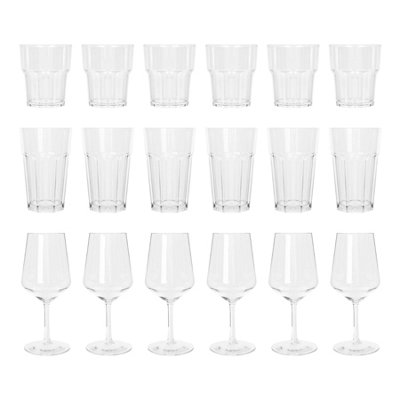 Argon Tableware 18pc Reusable Plastic Glassware Set