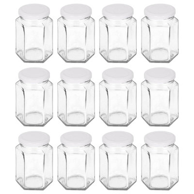 Argon Tableware 250ml Glass Jam Jars with White Lids - Set of 12 ...