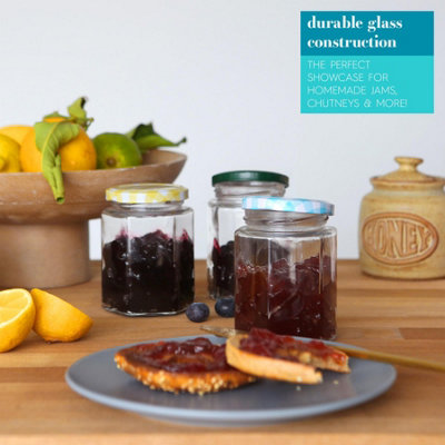 Argon Tableware 250ml Glass Jam Jars with White Lids - Set of 24 ...