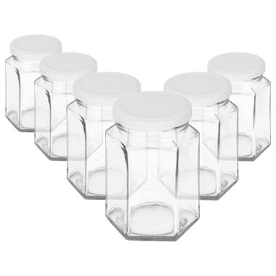 Argon Tableware 250ml Glass Jam Jars with White Lids - Set of 6 ...