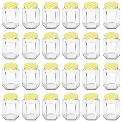 Argon Tableware 250ml Glass Jam Jars with Yellow Gingham Lids - Set of ...