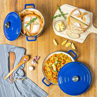 Cast Iron Oven Proof Casserole Dish With Lid Argon Tableware 2x